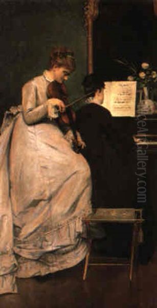 Le Duo Oil Painting by Louis Charles Verwee