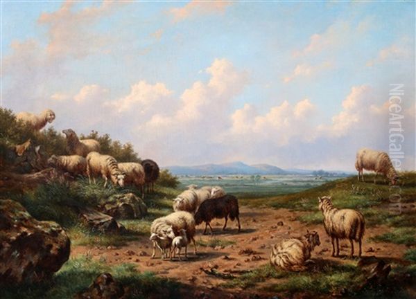 Schapen In Een Landschap Oil Painting by Louis Pierre Verwee