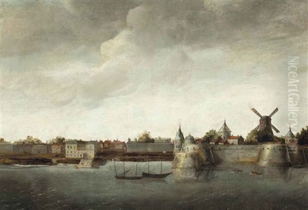 A View Of A Dutch Fortified Town, Possibly A Colonial Fort In The Dutch East Indies Oil Painting by Abraham de Verwer