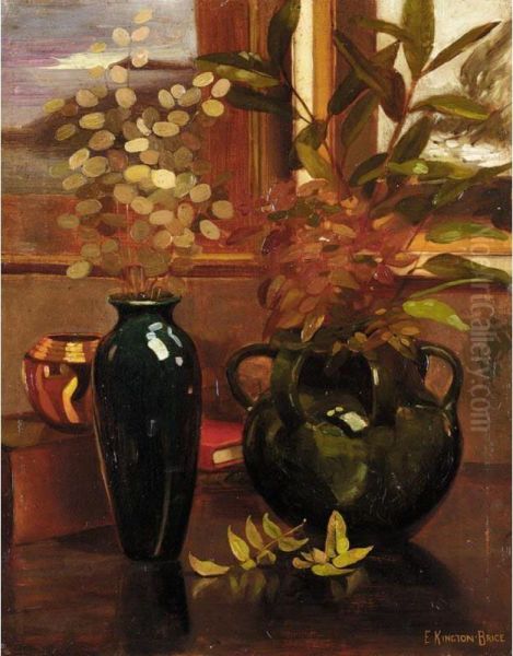 Still Life With Autumn Flowers Oil Painting by Edward Kington Brice