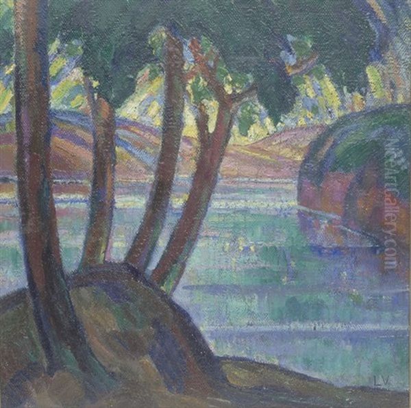 Alberi Sul Lago Oil Painting by (Enrico) Ludolf Verworner