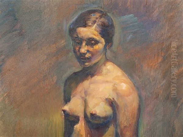 Female Semi-nude Oil Painting by Veno Vesely