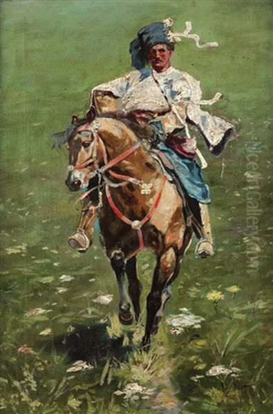 Jezdec Na Koni Oil Painting by Jaroslav Friedrich Julius Vesin