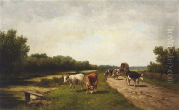 Vaart Bij Vogelenzang Oil Painting by Gesina Johanna Francina Vester