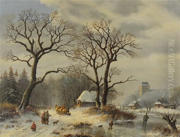 Winter Landscape Oil Painting by Willem Vester