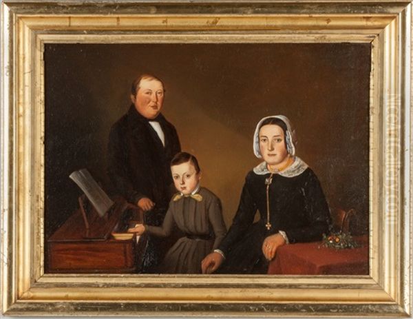 Portrait Of A Family Seated At Piano Forte Oil Painting by Willem Vester