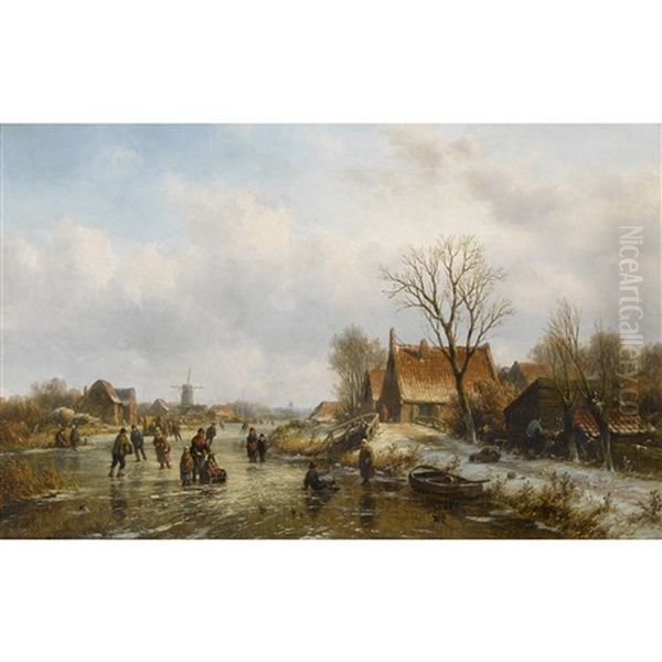 Winterliches Eisvergnugen Oil Painting by Willem Vester