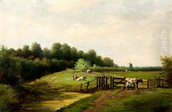 Melktijd Oil Painting by Willem Vester