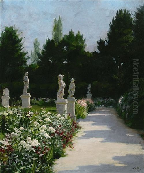 Sommerlicher Schlosspark Oil Painting by Charles Vetter