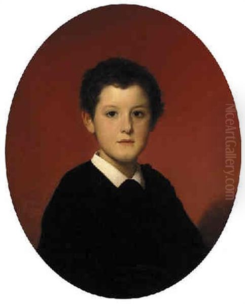 Portrait Of A Young Boy In A Black Smock With A White Collar by Hegesipe Jean Vetter