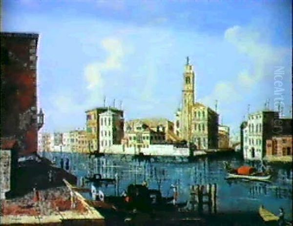 Veduta Veneziana Del Canal Grande A S. Geremia Oil Painting by Gaetano Veturali