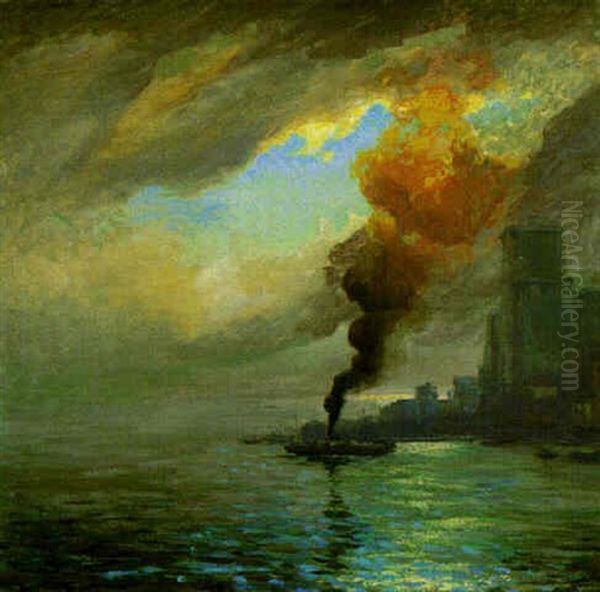 After The Storm, New York Harbor Oil Painting by Charles Vezin