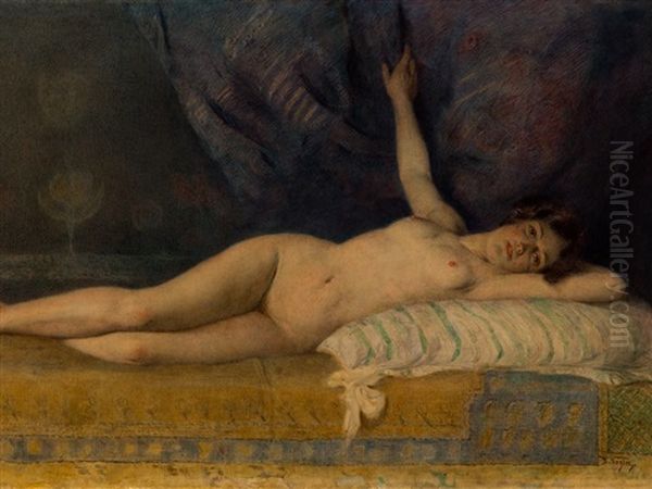 Reclining Female Nude Oil Painting by Frederick Vezin