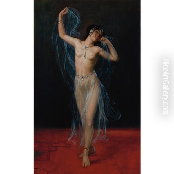 Schleier Tanzerin (veil Dancer) Oil Painting by Frederick Vezin