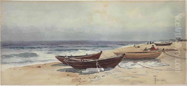 Dories Along A Shore Oil Painting by Alfred Thompson Bricher