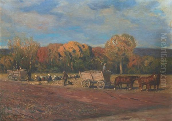 Potato Harvest Oil Painting by Frederick Vezin