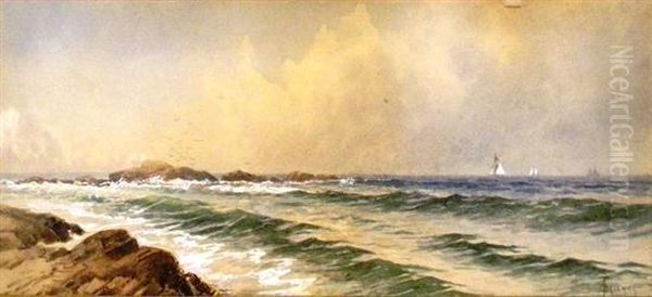 Marine Scene With Sailboats In Distance Oil Painting by Alfred Thompson Bricher