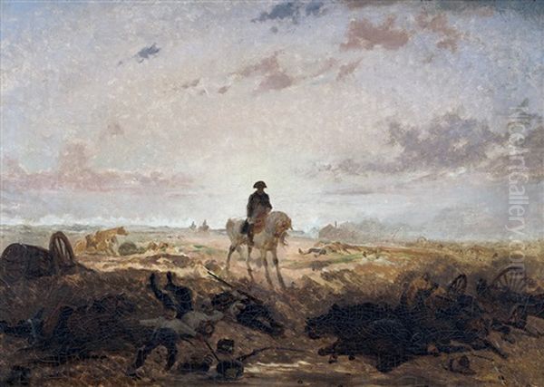 Napoleon Zu Pferd Auf Dem Schlachtfeld Oil Painting by Auguste Viande