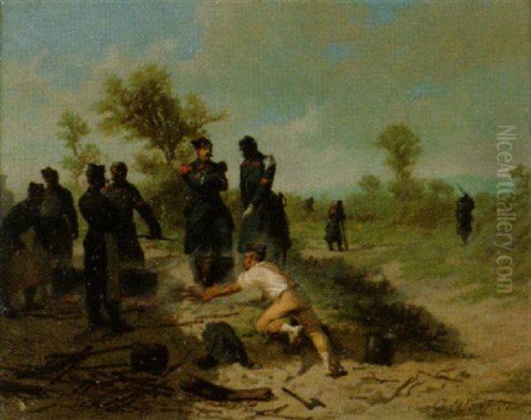 Soldaten Auf Der Rast Oil Painting by Auguste Viande