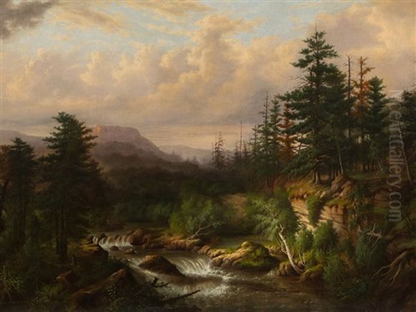 Romantic Forest Oil Painting by Heinrich Vianden