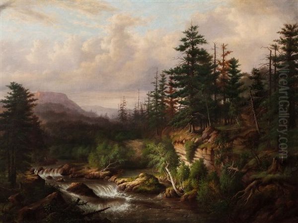 Romantic Forest Oil Painting by Heinrich Vianden