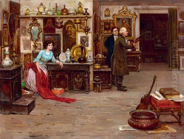 The Antique Dealer Oil Painting by Cesare Vianello