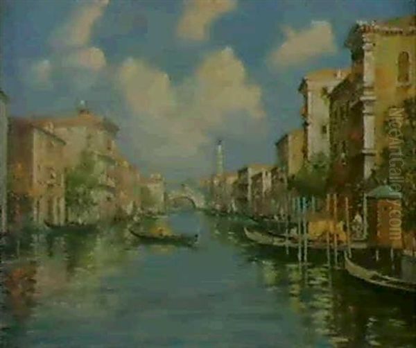 Canale Grande Und Rialto Oil Painting by Giovanni Vianello