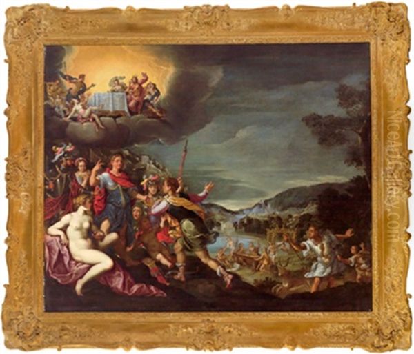 Allegorie Auf Die Thronbesteigung Und Gluckliche Regierung Von Maximilian I. Von Bayern (1573 - 1651) Oil Painting by Antonio Maria Viani