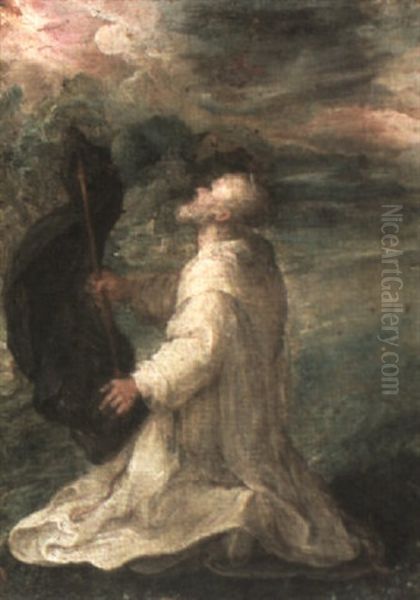 A Kneeling Saint Using His Black Cape As A Sail Oil Painting by Antonio Maria Viani