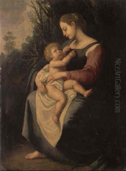 Madonna Mit Kind In Landschaft Oil Painting by Domenico Maria Viani