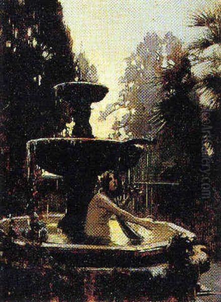 La Voce Della Fonte Oil Painting by Cesare Viazzi