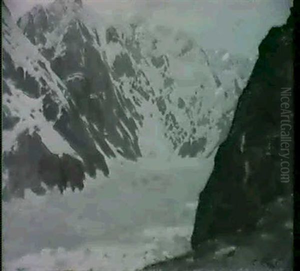 Monte Bianco, Ghiacciaio Oil Painting by Cesare Viazzi