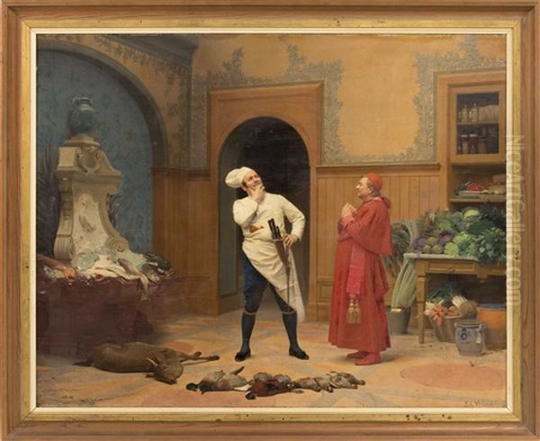 Pleading For A Meal Oil Painting by Jehan Georges Vibert