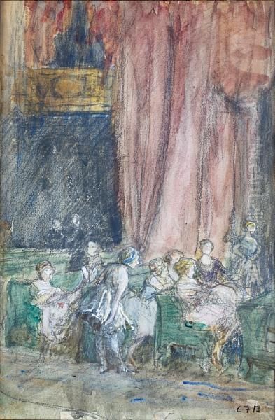 Theatre Audience Oil Painting by Eleanor Fortescue Brickdale