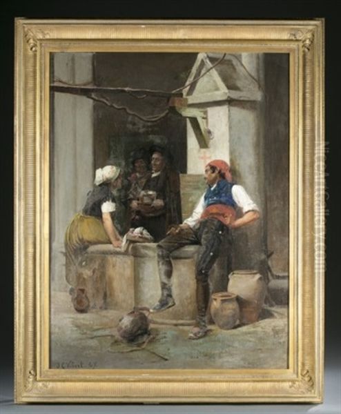 Les Amoreux Langoureux Oil Painting by Jehan Georges Vibert