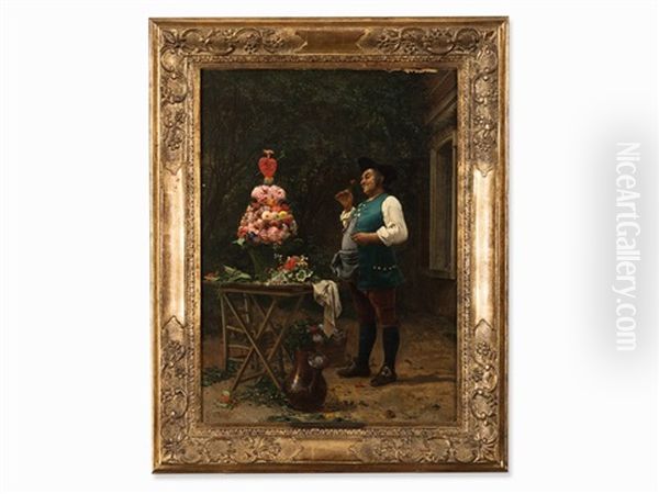 Flower Bouquet Oil Painting by Jehan Georges Vibert