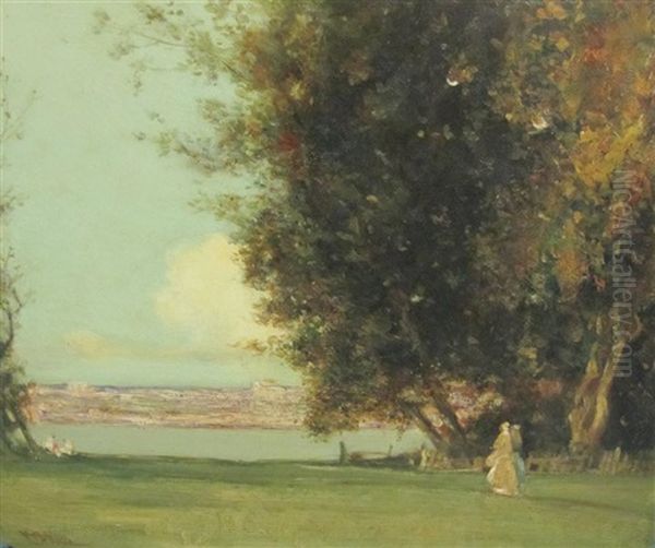 An Evening Walk Oil Painting by Joseph Vickers De Ville