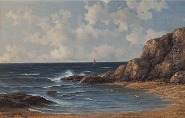 Sailing Off The Coast Oil Painting by Henry Harold Vickers