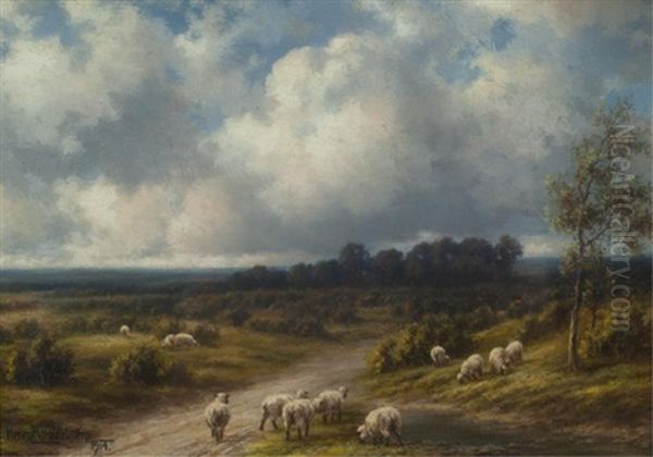 Sheep In A Meadow Oil Painting by Henry Harold Vickers