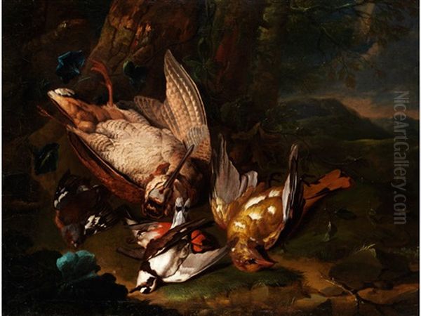 Stilleben Mit Verschiedenen Vogeln Oil Painting by Giacomo (Jacobus) Victors