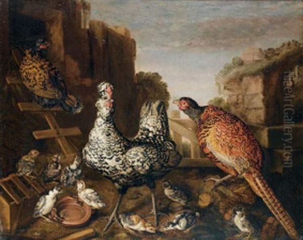 Coq Dominant Le Poulailler Oil Painting by Giacomo (Jacobus) Victors