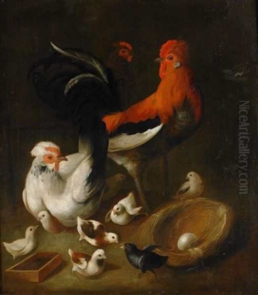 Duvor (+ Honsfaglar Och Duvor; Pair) Oil Painting by Giacomo (Jacobus) Victors