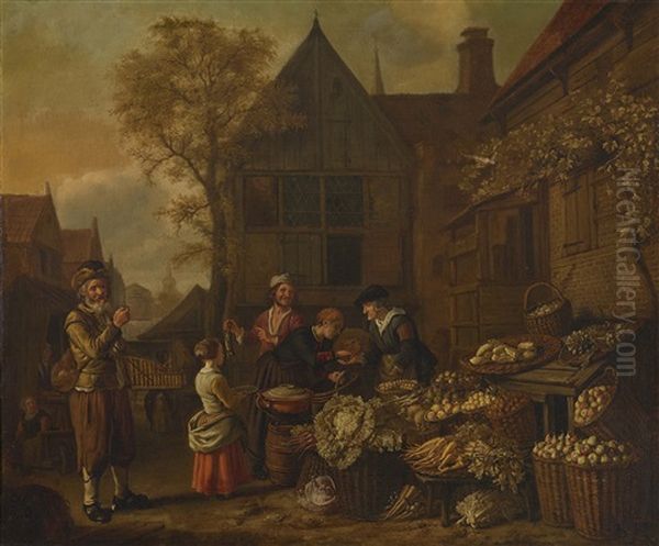 Vegetable Market Oil Painting by Jan Victors