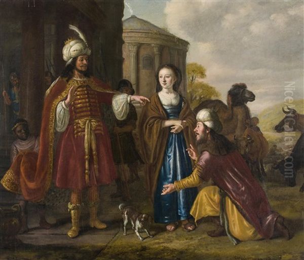 Abraham Und Sarah Vor Abimelech Oil Painting by Jan Victors