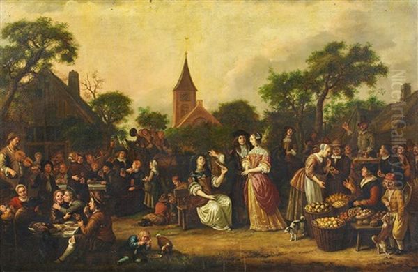 Niederlandisches Kirchweihfest Oil Painting by Jan Victors