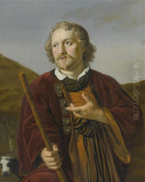 A Shepherd With His Staff, His Herd Beyond Oil Painting by Jan Victors