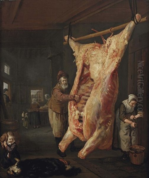 The Slaughtered Ox Oil Painting by Jan Victors