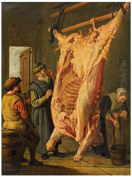 Meat Inspection (the Slaughtered Ox) Oil Painting by Jan Victors