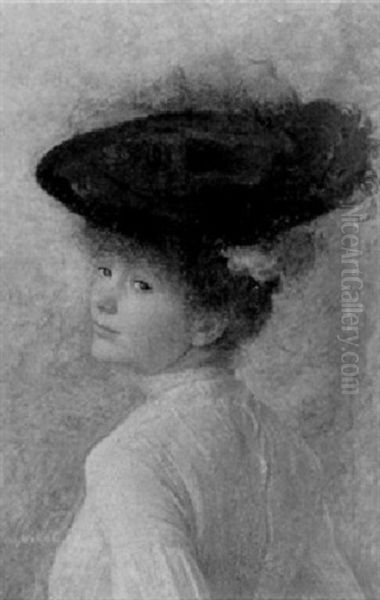 Femme Au Chapeau Oil Painting by Eugene Vincent Vidal