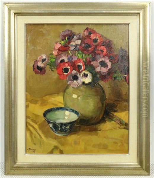 Bloemen In Vaas Oil Painting by Bernardus Petrus (Ben) Viegers